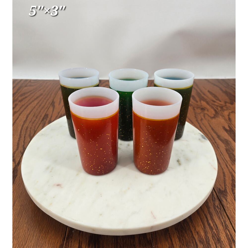 Vintage MCM 
Atomic Glamlite Fire‎ King Glitter Tumblers